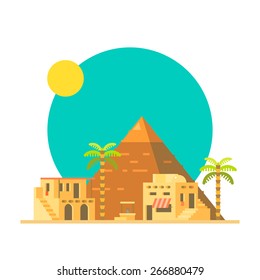 Flat design of Great pyramid of Giza in Egypt illustration vector