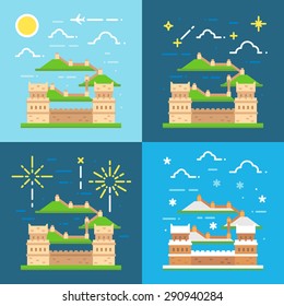 Flat design of Great wall China illustration vector