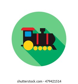 flat design green circle with black yellow locomotive icon on it
