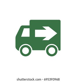 Flat design green color cargo service or delivery car . Vector illustration.
