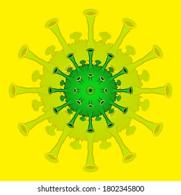 Flat Design Green Corona Virus. Covid-19, gut für dein Poster
