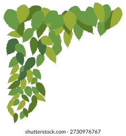 Flat Design Green Foliage Corner Border Illustration Graphic Element