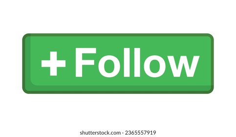 Flat design green follow button. Vector.