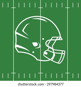 Flat Design of green Football Field and white Helmet