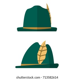 Flat Design Green Hat Feather Isolated Stock Vector (Royalty Free ...