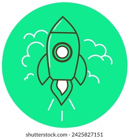 Flat Design Green Rocket Icon stock illustration