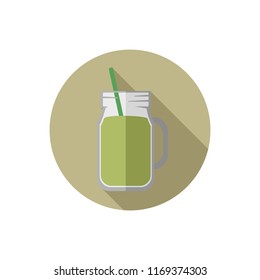 Flat design green smoothie in mason jar