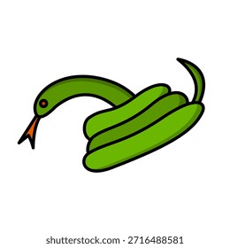Ícone de cobra verde de design plano. Vetor.