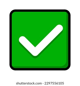 Flat design green square checkbox icon. Vector.