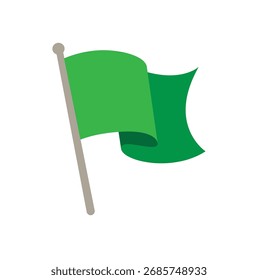 Flaches Design einer grün wehenden Flagge. Symboldesign für Karten und Navigationssysteme. Vektorgrafik.