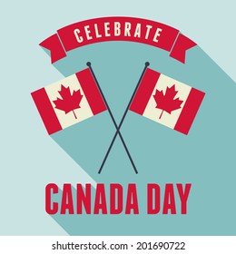 Flat Design Greeting Card For The Canadian National Day, July 1, Dominion Day.