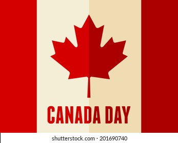 Flat design greeting card for the Canadian National Day, July 1, Dominion Day.