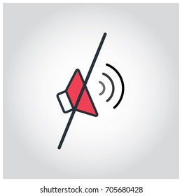 Flat design grey color volume mute icon. Mute icon. Vector illustration.