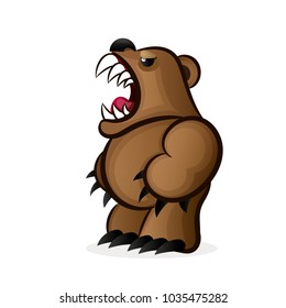 flat design grizzly bear icon vector illustration