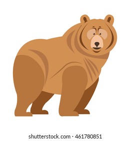 flat design grizzly bear icon vector illustration