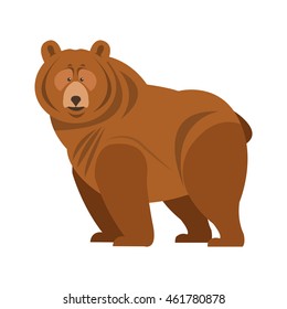 flat design grizzly bear icon vector illustration