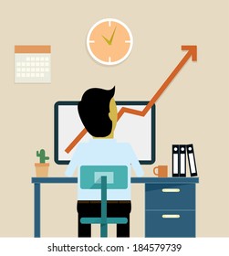 Flat design of growing up of internet marketing,increase profit,improve business,development