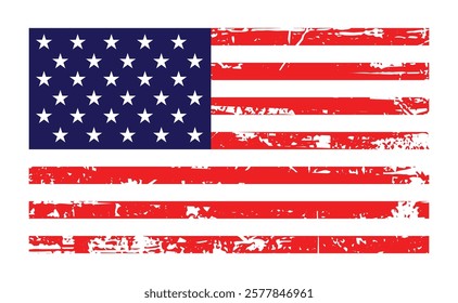 Flat design grunge american flag background.