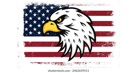 Flat design grunge United States Eagle flag background	
