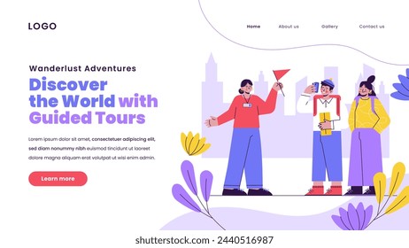 Flat design guided tours landing page vector design in eps 10