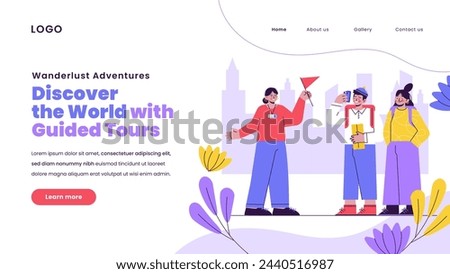 Flat design guided tours landing page vector design in eps 10