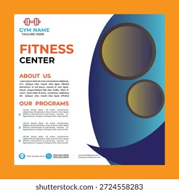 Flaches Design Turnhalle Abdeckung Vorlage. Fitness- und Fitnessvorlagendesign für Fitnessstudios. Ein Poster, auf dem steht, dass ich der Körper eines Mannes werde.