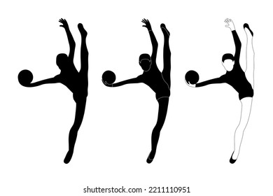 Flat design gymnast, gym girl  silhouette illustration. Gymnastics. Isolated vector   