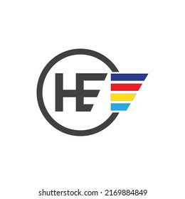 Flat design H E logo templates Free Vector