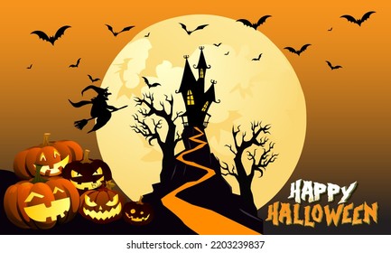 Flat design halloween background  Gradient halloween background 