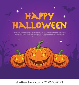 Flat design Halloween background with pumpkins