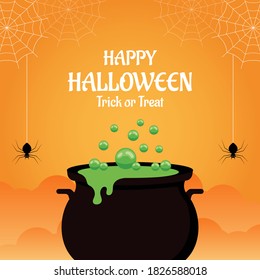 Flat design halloween background. Vector Illustration