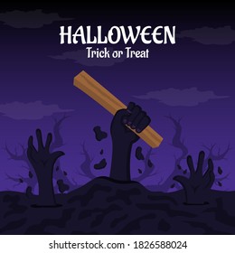 Flat design halloween background. Vector Illustration