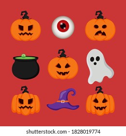 Flat design halloween background. Vector Illustration