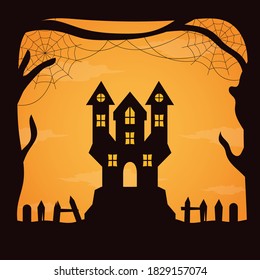 Flat design halloween background. Vector Illustration