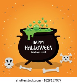 Flat design halloween background. Vector Illustration
