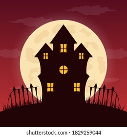 Flat design halloween background. Vector Illustration