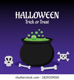 Flat design halloween background. Vector Illustration