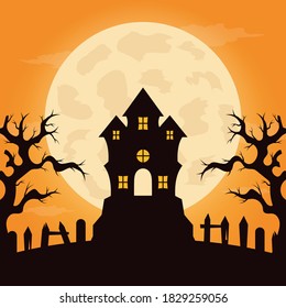 Flat design halloween background. Vector Illustration