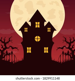 Flat design halloween background. Vector Illustration
