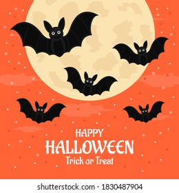 Flat design halloween background. Vector Illustration
