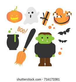 Flat Design of Halloween Celebration suitable for Poster Banner or Decoration