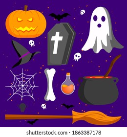 Flat design halloween element Collection .Vector illustration