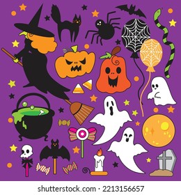  Flat design Halloween element set