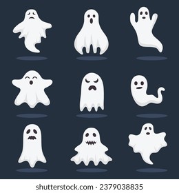 flat design halloween ghost collection