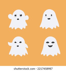 flat design of halloween ghosts or monsters