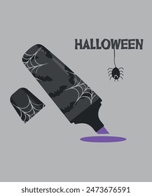 Flat Design Halloween Illustration With Marker