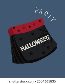 Flat Design Halloween Illustration with Wall Calendar	
