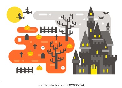 Flat design Halloween infographic elements illustration vector