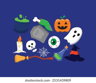 Flat design halloween item for icon, design asset, halloween asset, and other
