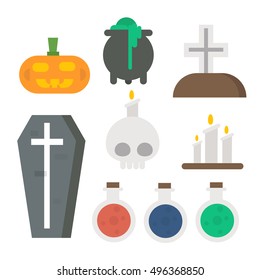 Flat design Halloween items set illustration vector